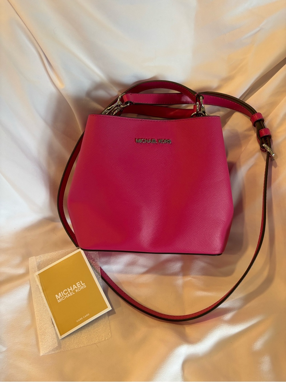Michael Kors Hot Pink Leather Satchel with Adjustable Strap
